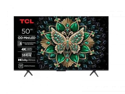 TCL Mini LED Google TV 50 pouces C6K 4K QD 144Hz, Dolby Vision IQ, HDR10+, ALLM, VRR, 4x HDMI 2.1, Dolby Atmos, Wi-Fi 5