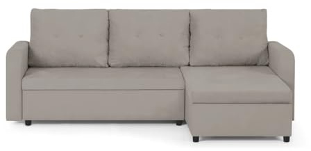 SENTO TRADE Ecksofa mit Schlaffunktion, Bettkasten, L-Form Eckcouch, Schlafsofa, Bonellfederkern, Berlin (Cappuccino)