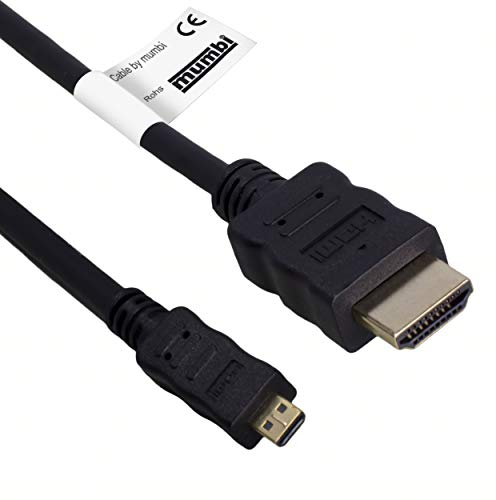mumbi Micro HDMI Kabel 1080p - vergoldete Kontakte - HDMI Mikro Type D High Speed Kabel HDMI 1.4 / Verbindungskabel 3 Meter