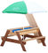 AXI Nick Table Sable et Eau/Pique Nique avec Parasol en Bois Marron | 95 x 97 x 48 cm | avec Couvercle, Boîtes de Rangement & Parasol | Extérieur pour Le Jardin