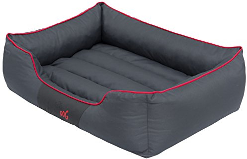 DOGGY Hobbydog CORSCL12 Hundebett Hundesofa Hundekorb, XXXL, 131 x 110 cm, grau mit einem roten Streifen