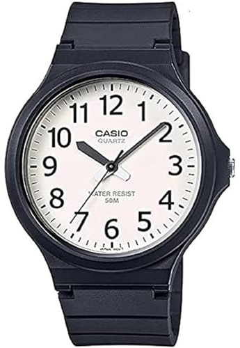 Casio Analoge Quarzuhr für Herren mit Armband aus Harz MW-240-7B, grau, Armband: