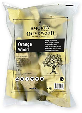Smokey Olive Wood 5 kg Orangenholz für BBQ und Smoker, Rohe Brocken 5-10 cm, SOW-123