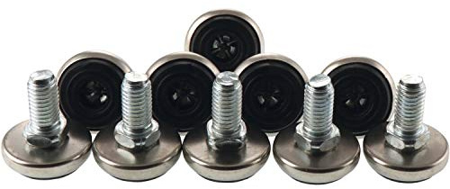 VASALAT VAS139 VAS123 Höhenverstellschraube M10 Gewinde ø 30 mm, Kunststoff schwarz/Stahl Inhalt: 10 Stück, Silber