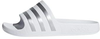 adidas Adilette Aqua Slide Sandal, White/Silver Metallic/White, 5.5 UK