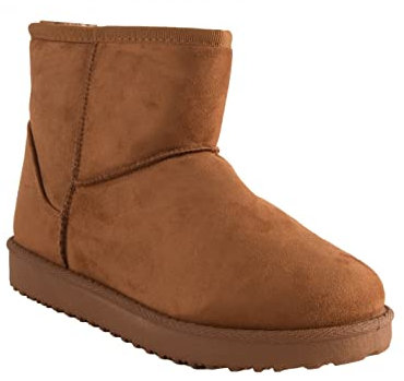 Primtex Bottes fourrées Femme Forme Boots Basse à Fourrure synthétique-40,40 EU,Marron-Camel
