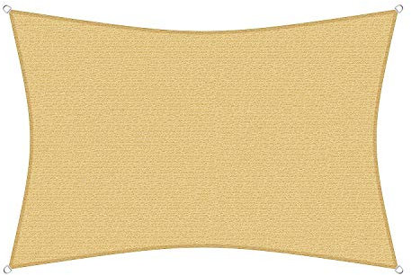 sunprotect 12021 Professional Sonnensegel, 6 x 4,5 m, Rechteck, Wind- & wasserdurchlässig, beige