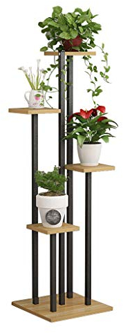 Blumentreppe aus Metall Holz Pflanzentreppe, Pflanzenregal Blumenregal, Blumenbank, Pflanzenständer Blumenständer für Innen Außen Garten Dekor