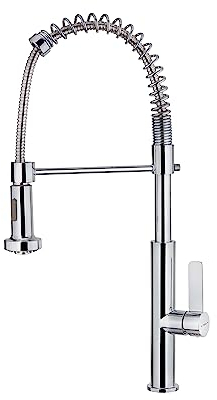 Teka FOT 939 - Grifo de Cocina Monomando Profesional, Tipo Pescadera, Caño Giratorio, Muelle Flexible, Ducha con 2 Funciones, Sistema de Instalación Rápida, Color Cromo