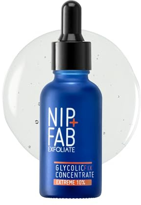 Nip + Fab Glycolic Acid Fix Extreme Booster 10% AHA Liquid Face Drops with Glycolic, Amino Acid, Allantoin for Skin Brightening Toning Exfoliation, 30ml