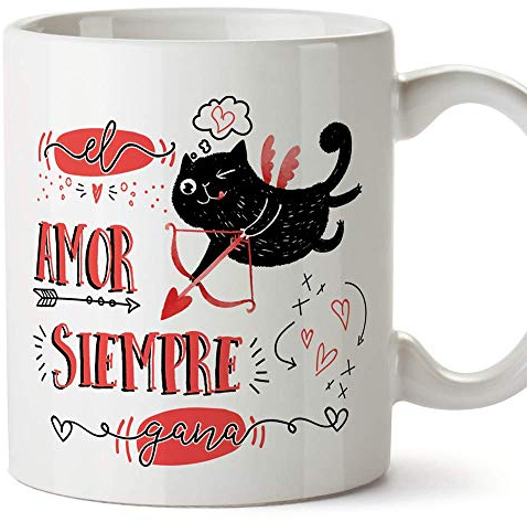 MUGFFINS Taza San Valentín (Te quiero) - Amor siempre gana - Regalos Originales y Divertidos de Aniversario para Novios, Enamorados, Pareja...