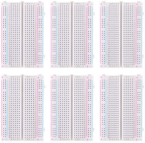 6pcs Small Breadboard, Dealikee 400 Pin Solderless Prototype PCB Board Kit.