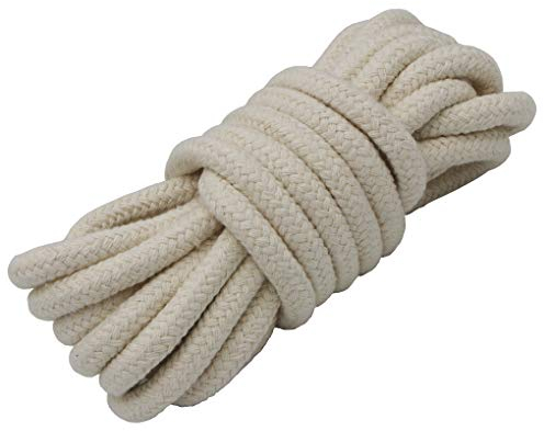 Jukway Baumwollkordel 11mm Rund Kordel Geflochtenes Seil mit Kerns aus Natürlicher Baumwolle - Mehrzweck Schnur zum Nähen Bündeln, DIY Basteln Dekoration - Rohweiß (5 Meter)