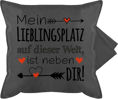 Shirtracer Kissenbezug - Valentinstag Kissen Ideen - Mein Lieblingsplatz auf Dieser Welt ist neben dir I Geschenk Beziehung Partner Partnerin Liebeserklärung Freund Freundin Paare - 50 x 50 cm - Grau