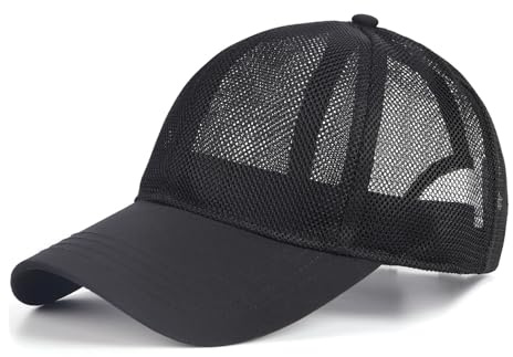 Zylioo XXL Oversize Full Mesh Cap,Breathable Quick Dry Running Hat,Adjustable Summer Caps for Big Heads 23.5-25.5 Black