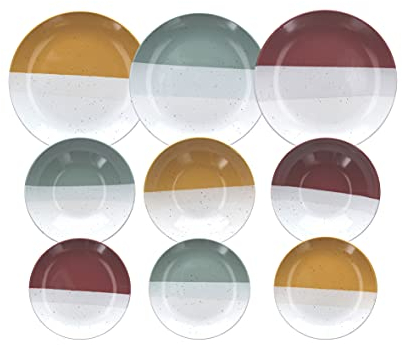 Tognana Layers, Servizio Piatti per 6 persone, 18 Pezzi, Stoneware, Multicolore