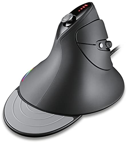 MOJO Mouse da gioco verticale silenzioso - Mouse ergonomico per giochi su PC con 4 pulsanti joystick direzionali, DPI regolabile (1000-10000), software personalizzato, macro e altro ancora