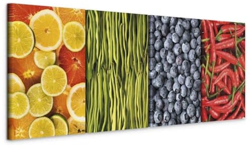 murando - Leinwandbild Set Küche, 240x90 cm, 4-teilig, Kunstdruck, modern | Hochwertige Leinwand, sofort aufhängbar, ideal für die Küche, wasserfest und lichtecht, langlebig, stilvoll, zeitlos, edel