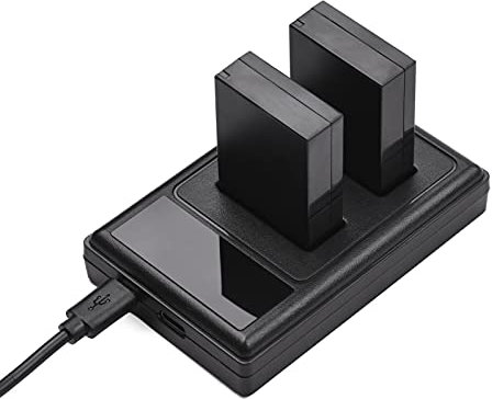 Andoer LP-E12 Kameraakkus, Kamera Batterie Ladegerät mit 2ST 7,4V 1250mAh LP-E12 Akkus USB C für Canon EOS-M EOS M2 EOS M10 EOS M50 EOS M50 Mark II EOS M100 EOS M200 SX70 HS Rebel SL1