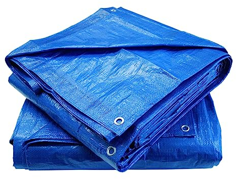 KAV Universal Premium Cover 120 GSM Tarpaulin Waterproof Heavy Duty 8x12 ft Tarp with Eyelets Ground Sheet for Garden Furniture, Pool, Car, Truck- Blue, 2.44 x 3.66 m