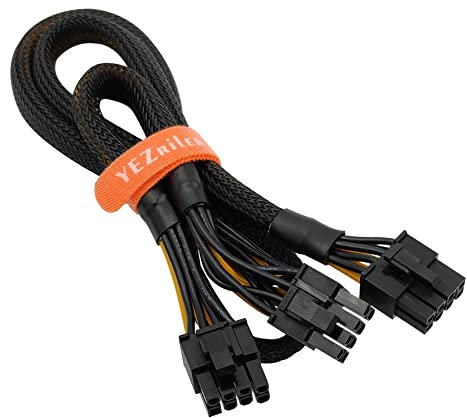 YEZriler PCIe Cable - 8 Pin Male to Dual 8 Pin (6+2) Male, Sleeved, 25-inch + 9-inch (63cm + 23cm)