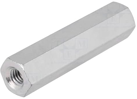 Distanzmuffe mit Gewinde; 10mm; Innengew: M4; sechskant; Stahl 127X10 Distanzelemente aus Metall