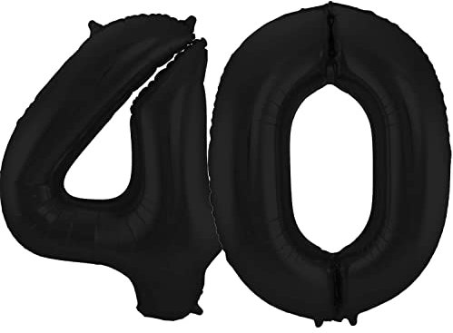 Folienballon 86 cm Zahlenballon, Luftballon, Geburtstag, Zahl für Helium und Luftfüllung geeignet Happy Birthday (Schwarz, 40)