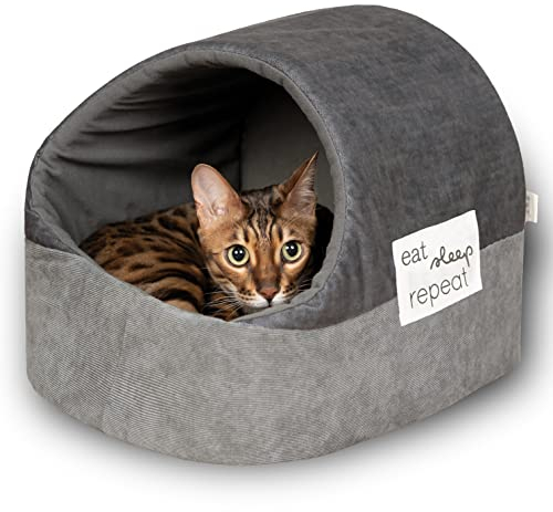 KaraLuna Katzenhöhle Kuschlig & Warm - Auch für große Katzen I Katzen Bettchen Indoor I Hundehöhle kleine Hunde I Katzenbett Hunde Kuschelhöhle zum Schlafen Bett Höhle Iglu Katze