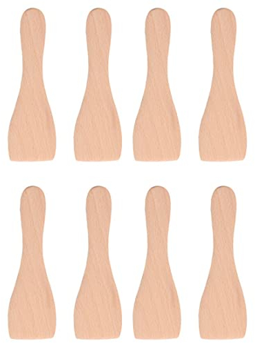 SIOPPKIK Spatole per raschietto, spatole Set, Natura Legno Spatole, ecologiche e naturali artigianali, piccola pala in legno, resistenti al calore, utensili in legno, 8 pezzi