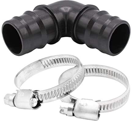 Baumaxxe PP Winkel 90° mit Schlauchtüllen-Anschluss + 2 Schlauchschellen I 32 mm I 1 Zoll I Schlauchadapter I 2-Wege Schlauchverbinder I PP-Fitting mit Tülle für Pool und Garten I bm203