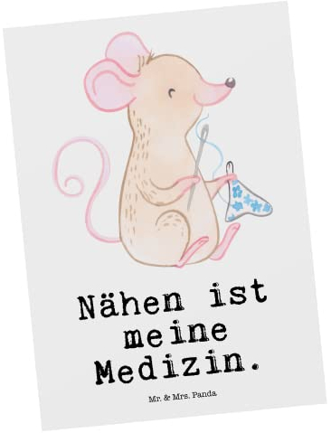 Mr. & Mrs. Panda Postkarte Nähen - Geschenk, Sport, DIY, Nähprojekte, Nähkurs, Ansichtskarten, Hobby, Dankeschön, Einladung Geburtstag,