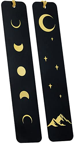 Lesezeichen, Bookmark, Lesezeichen Set Metall, 2 Stücke Schwarz Goldener Mond Berg, ruhestand Geschenke, Lehrer Studenten Geschenk, Pärchen Geschenke, Beste Freundin Geschenke, Weihnachtsgeschenke