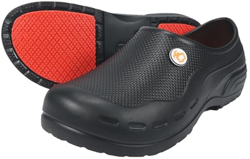 VAVSYL Zapatos de Trabajo Antideslizantes para Hombre y Mujer, para Cocina, Chef, jardín, Enfermera, Antideslizantes, Impermeables, Resistentes al Aceite (7-11 hombres/8-12 Mujeres), Negro, 12 Women