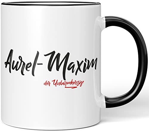 JUNIWORDS Tasse, Aurel-Maxim, der Unbarmherzige, Schwarz (5212919)