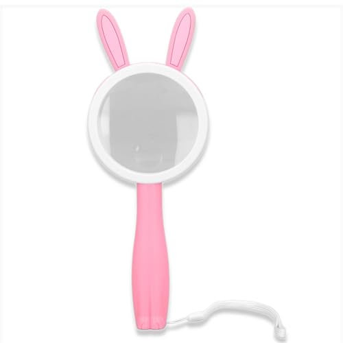 Lupe Handlupe, Lupe für Kinder Insektenbeobachtung & Kindererziehung, Cartoon Pink Rabbits Kunststoffgriff, fördert Neugier und Lernfreude, Vergrößerungsglas Senioren Schriftbetrachtung