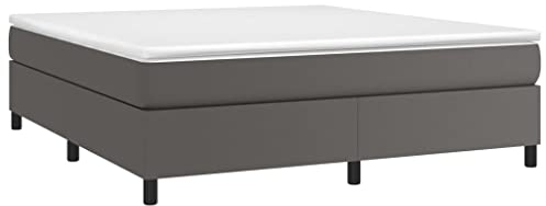 vidaXL Bettgestell, Polsterbett Bett für Schlafzimmer, Bettrahmen mit Lattenrost, Kunstlederbett Doppelbett, Grau 180x200cm Kunstleder