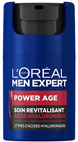 L'Oréal Men Expert - Soin Visage Revitalisant & Anti-Âge pour Homme - À l'Acide Hyaluronique - Pour Tous Types de Peaux - Power Age - 50 ml