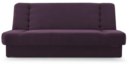 mb-moebel Sofa mit Schlaffunktion und Bettkasten, Kippsofa Klappsofa Schlafsofa Clic-Clack Couch für Wohnzimmer Federkern Sofagarnitur Polstersofa 92x192x85cm - Cyprus (Violett - Rino 22)