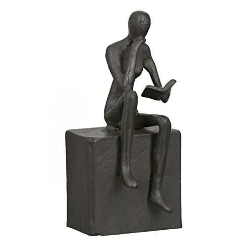 Casablanca Design Skulptur Buchstütze Readable Frau lesend mit Buch in der Hand Höhe 15 cm Breite 6.5 cm aus Eisen brüniert Wohnzimmer Skulpturen Deko Modern