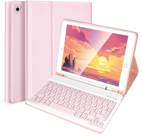 Lively Life Custodia con Tastiera per iPad 9.7 per iPad 6a Gene 2018 iPad 5a Gene 2017 iPad Pro 9.7 iPad Air 2 Air 1 con Bluetooth 9.7 Tastiera Rimovibile Wireless Cover per iPad - Rosa