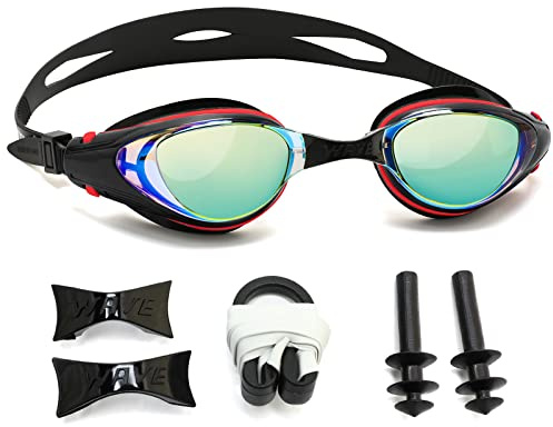 WAVE Gafas de natación miopes, sin fugas, antivaho, protección UV, gafas de natación nearsighted