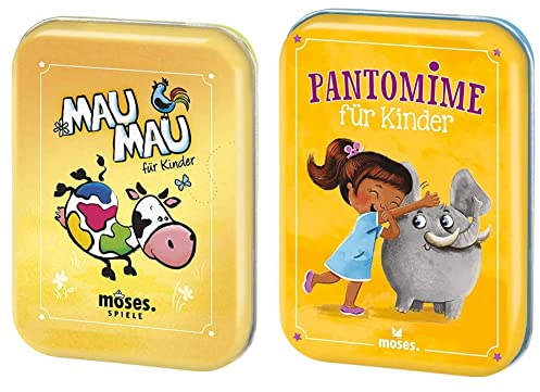 moses. 90321 Mau-Mau Kartenspiel | ab 5 Jahren & moses. 90391 Pantomime Klassiker für die ganze Familie, Ratespaß für Groß und Klein, Gesellschaftsspiel für Kinder ab 5 Jahren und 4-10 Spielern