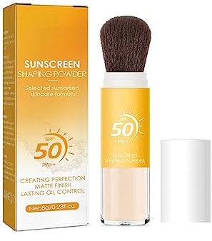 Protector solar mineral en polvo, recargable de amplio espectro SPF 50, seguro para pieles sensibles, protección contra la contaminación facial y la luz azul, apto para pieles sensibles (1 Pcs)