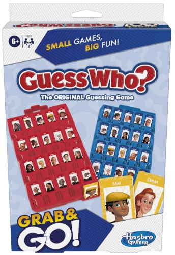 Hasbro Gaming Guess Who? Grab and Go Spiel, Reisespiele für Kinder, tragbares 2-Spieler-Spiel, Kinder-Outdoor-Spielzeug, ab 6 Jahren