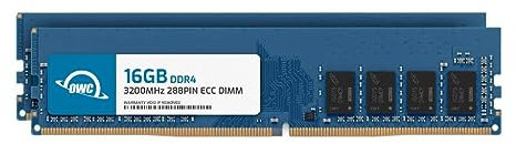 OWC Memoria RAM da 32 GB (2 x 16 GB) DDR4 3200 MHz PC4-25600 CL22 1RX8 ECC unbuffered UDIMM 1,2 V 288 pin Workstation Server