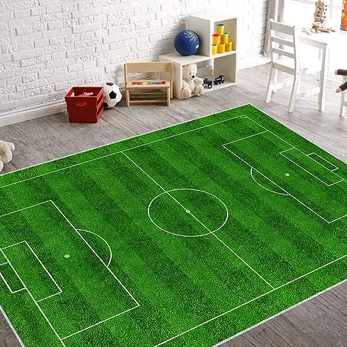 VHCLYBJU Kinderfußball Spielplatz Teppich - Junge Haushalt Kinderzimmer Spiel Teppich - Fußballfeld Dekorative Matte - Weich rutschfest (M1, 80X150CM)