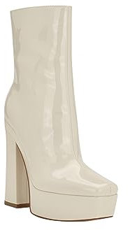 GUESS Donna Byra Zipper Punta quadrata Tacchi a blocco, bianco, 41 EU