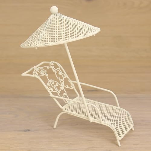 FADEDA Relaxliege mit Schirm, weiß/Höhe:15 cm/handbemalt/detailgetreue Krippen Figuren - Weihnachten Tisch Dekoration Krippe Zubehör