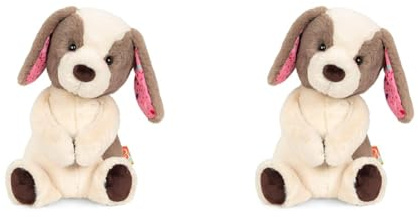 B. toys Kuscheltier Hund – Superweich mit Langen Ohren – Plüschtier Welpe braun weiß, Baby und Kinder Spielzeug für Mädchen und Jungen ab 0 Monate (Packung mit 2)