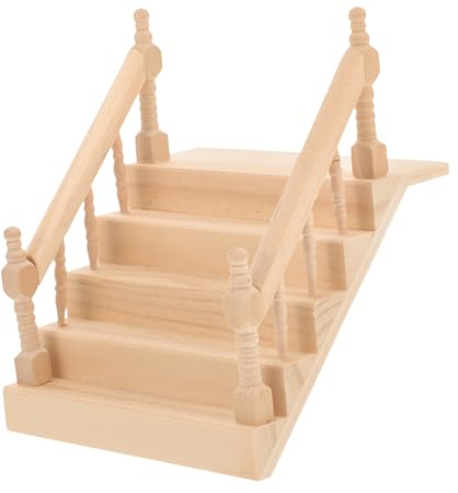 jojofuny Miniatur-Puppenhaus-Treppe Miniatur-Treppe Modell Puppenhaus-Möbel Treppe 1/12 DIY-Treppenzubehör Holztreppe Für Feengarten Puppenhaus-Szene Puppenhaus-Dekoration